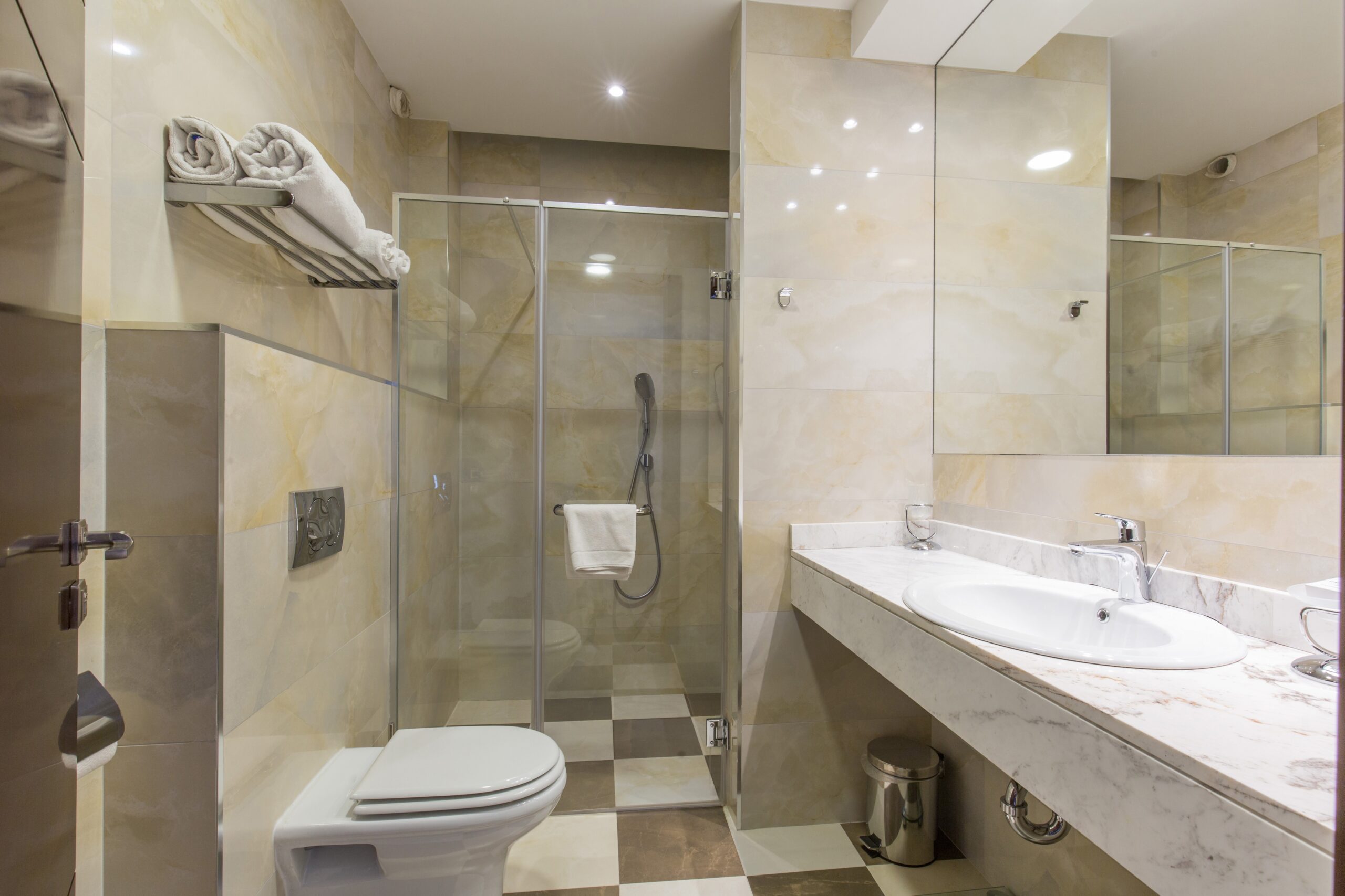 Remodeled hotel bathroom interior